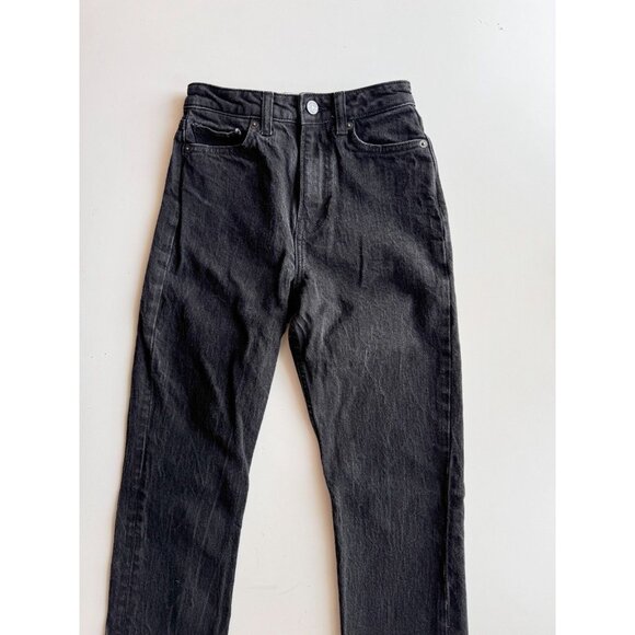 REFORMATION Jax Black Stretch High Rise Straight Jeans, Size 23 - Picture 3 of 12